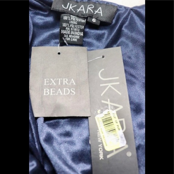 NWT J Kara embellished Drape Bodice Chiffon Gown - Picture 6 of 8